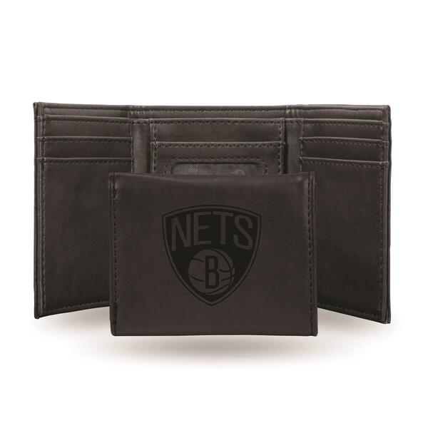 Mens NBA Brooklyn Nets Faux Leather Trifold Wallet - image 