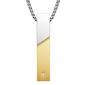 Mens Perry Ellis Stainless Steel Two-Tone Diamond Bar Pendant - image 1