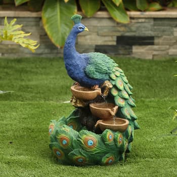 24in. LED Light Resin Peacock Fountain - Boscov's