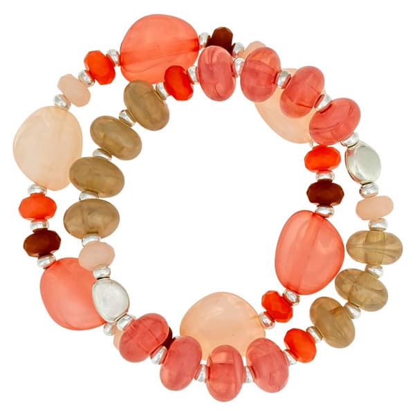 Ashley Cooper(tm) 2 Row Coral Beaded Bracelet on Cord - image 
