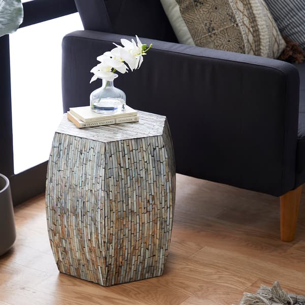 9th & Pike&#174; Small Multi Shell And Wood Contemporary Accent Table
