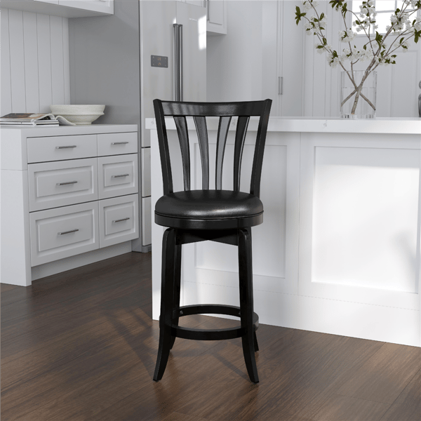 HH2 Home Savana Black Wood Counter Height Swivel Stool