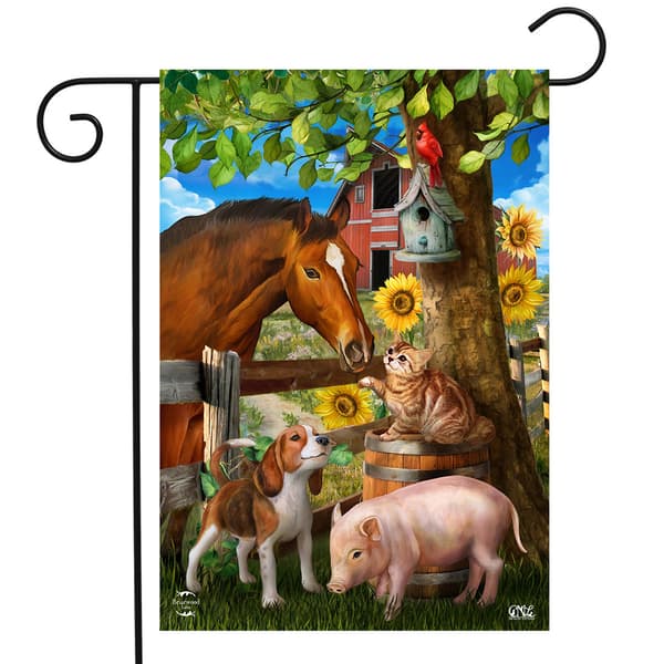 Briarwood Lane Making Friends Farm Animals Garden Flag - image 