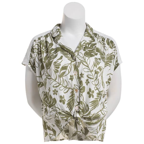 Womens New York Laundry Short Sleeve Tropical Blouse - image 