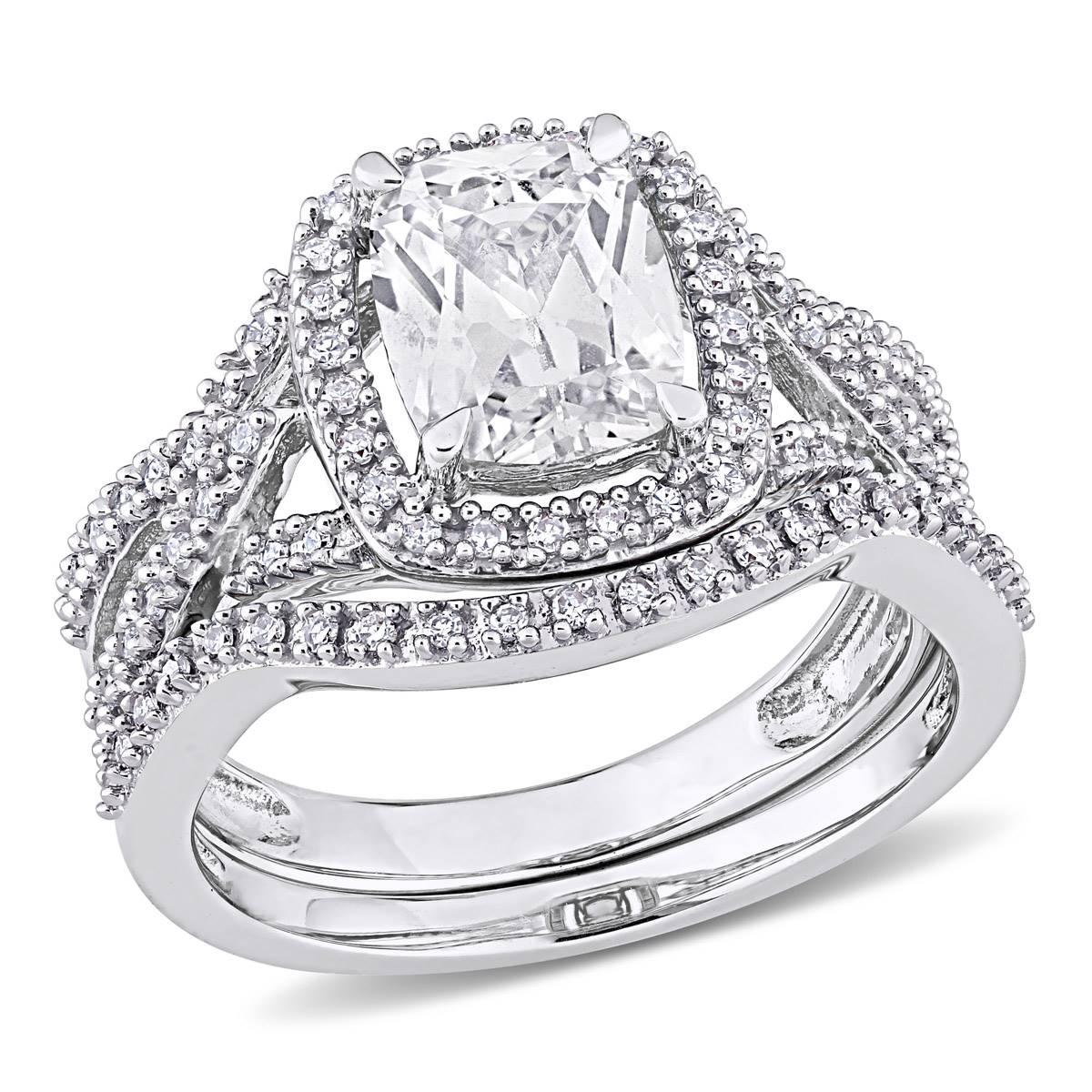 Gemstone Classics(tm) Diamond & Lab Created White Sapphire Ring