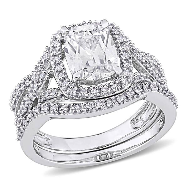 Gemstone Classics&#40;tm&#41; Diamond & Lab Created White Sapphire Ring - image 