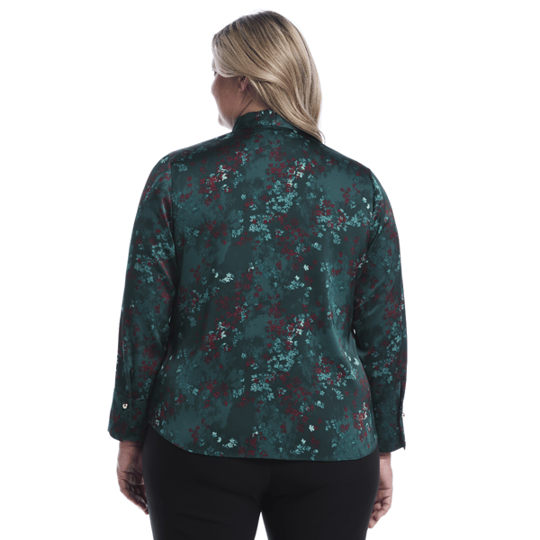 Plus Size Rafella Obscure Floral Patch Pocket Blouse Shirt