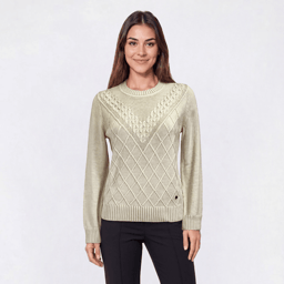 Womens Nautica Long Sleeve Crew Neck Diamond Texture Sweater
