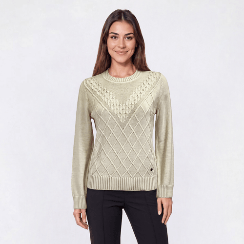 Womens Nautica Long Sleeve Crew Neck Diamond Texture Sweater