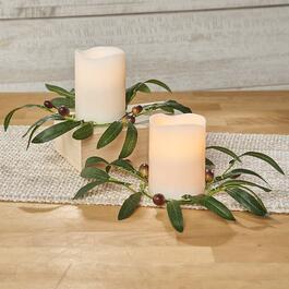 Olive Leaf Flameless Candles - Set of 2