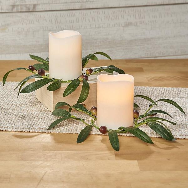 Olive Leaf Flameless Candles - Set of 2 - image 