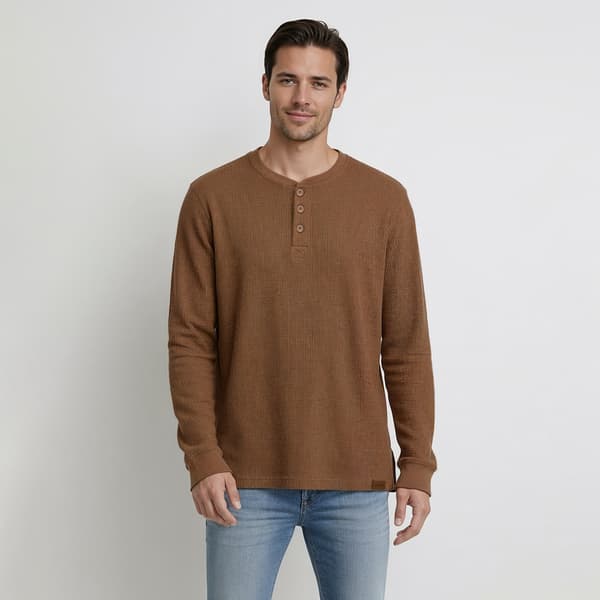 Mens Mountain Ridge Solid Heavyweight Thermal Henley