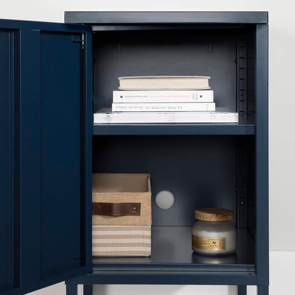 South Shore Crea Dark Blue Metal 1-Door End Table
