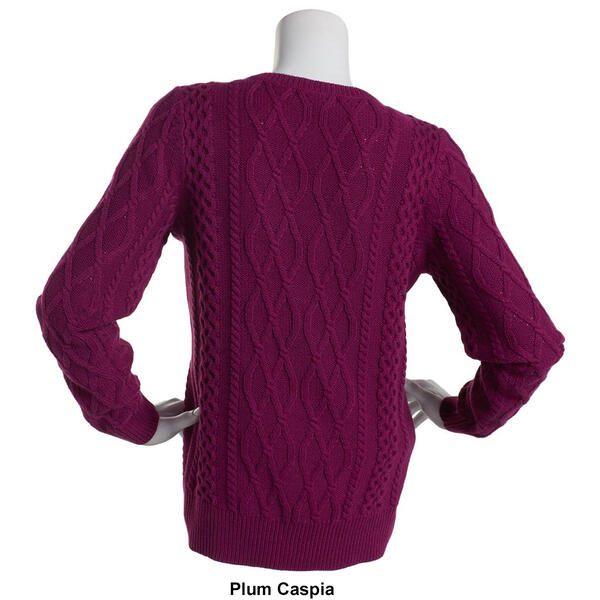 Petite Preswick & Moore Cable Knit V-Neck Sweater - Boscov's