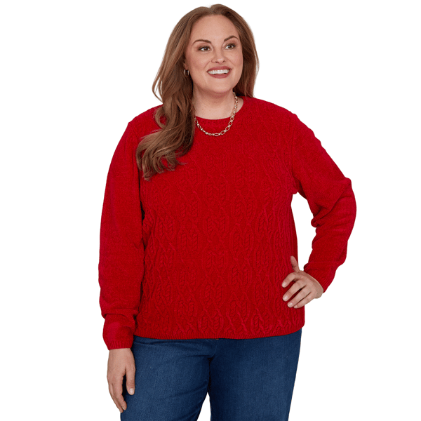 Plus Size Alfred Dunner Classics Cable Knit Chenille Sweater - image 