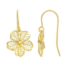 Candela 14kt. Yellow Gold Filigree Flower Dangle Earrings