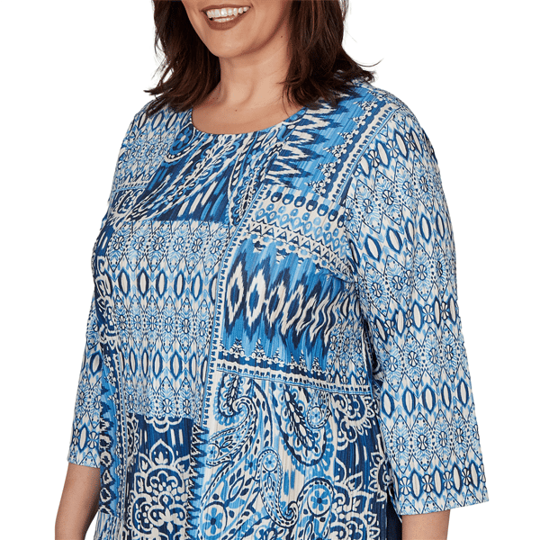 Plus Size Alfred Dunner Classics 3/4 Sleeve Patchwork Blouse