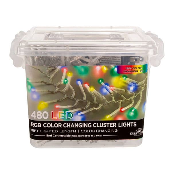 Kurt S. Adler 15.7ft. RGB LED Cluster Garland Christmas Lights