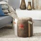 9th & Pike&#174; Rustic Brown Canvas Round Pouf Ottoman - image 2