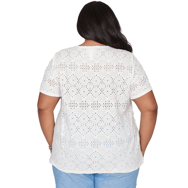 Plus Size Alfred Dunner Vintage Charm Geometric Eyelet Blouse
