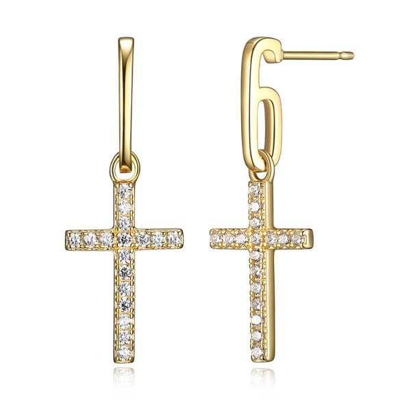 Forever Facets 18kt. Gold Plated Cross Post Drop Earrings
