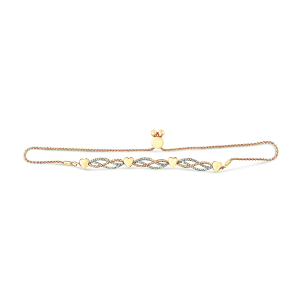 Haus of Brilliance 1/10ctw. Diamond Wave & Hearts Bolo Bracelet