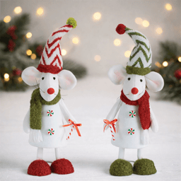 Melrose Holiday Plush Mouse Figurines - Set of 2