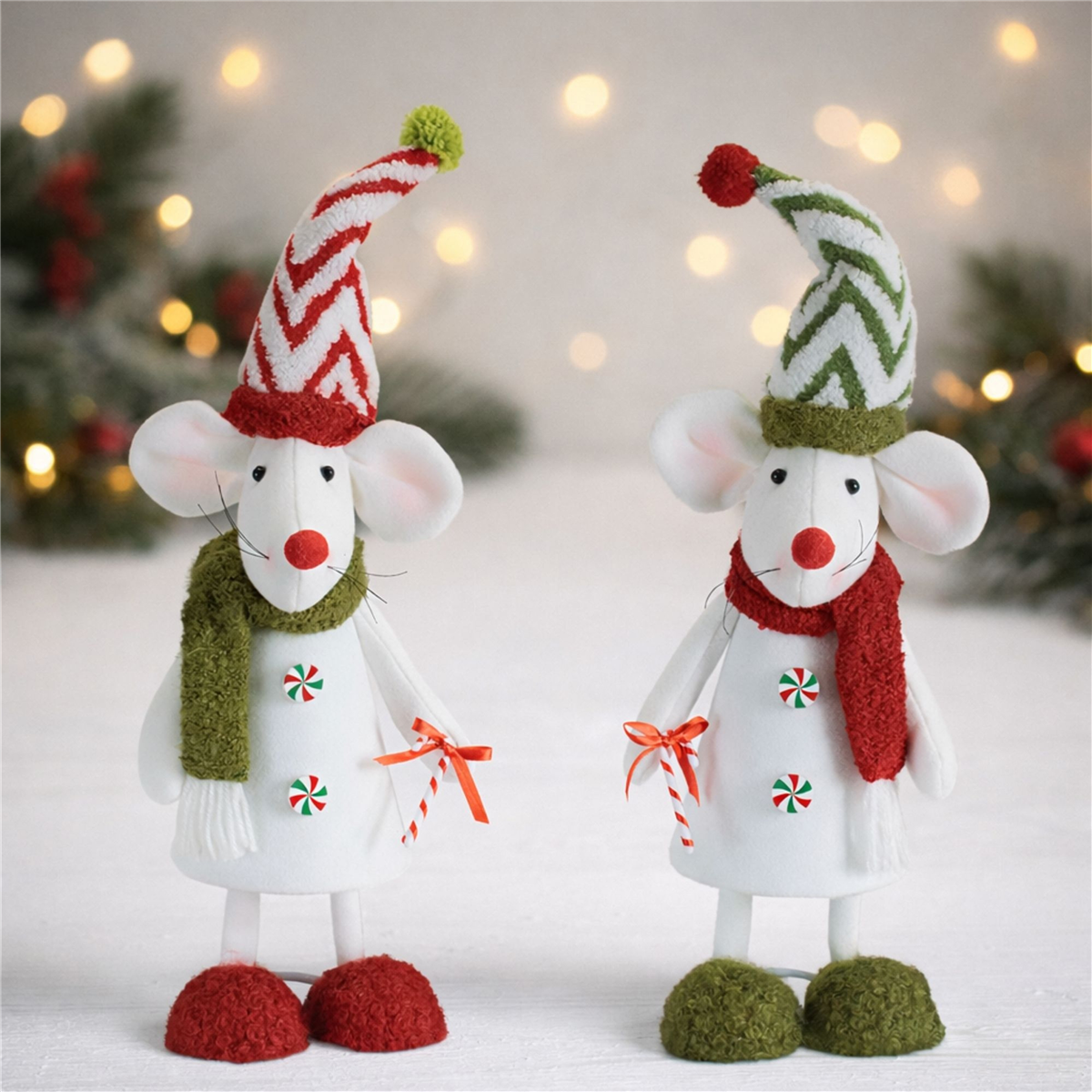 Melrose Holiday Plush Mouse Figurines - Set of 2
