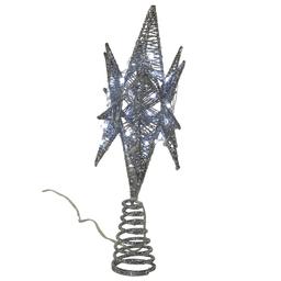 Kurt Adler Pre-Lit Twinkling LED Silver Starburst Tree Topper