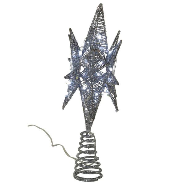 Kurt Adler Pre-Lit Twinkling LED Silver Starburst Tree Topper