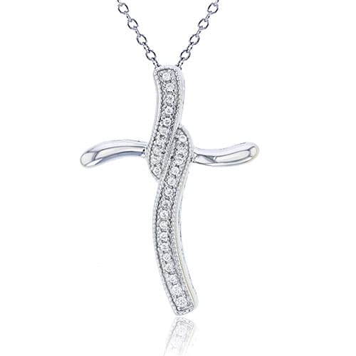 Gemstone Classics&#40;tm&#41; Milgrain Cross Pendant Necklace - image 