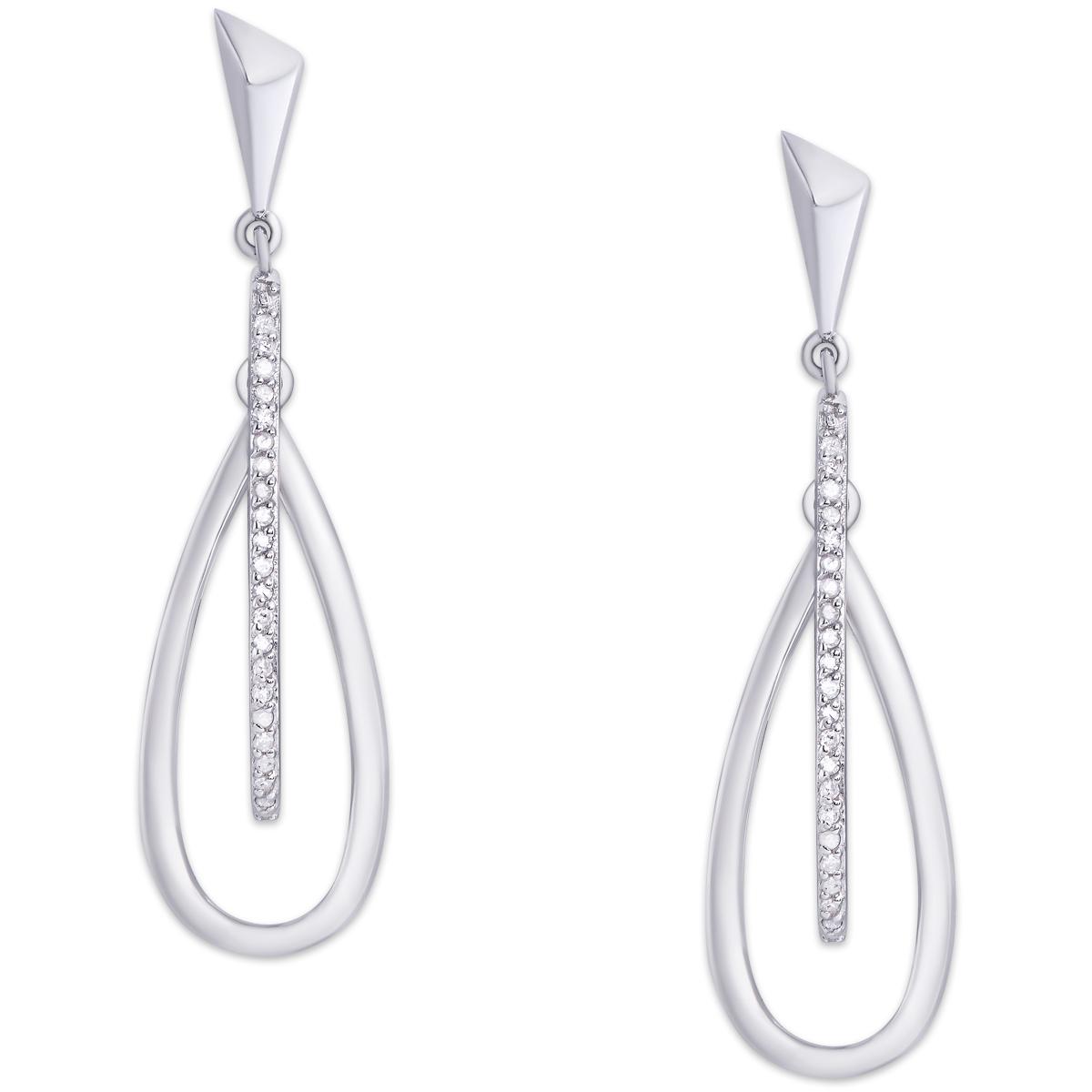 Gianni Argento Sterling Silver Diamond Teardrop Earrings