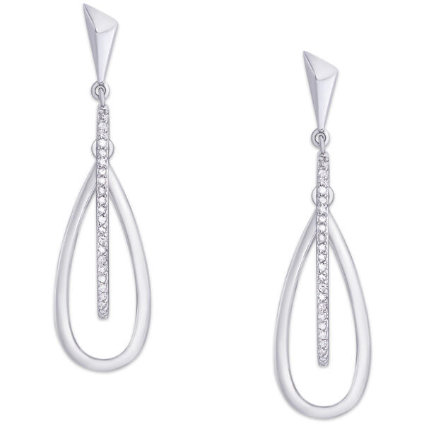 Gianni Argento Sterling Silver Diamond Teardrop Earrings - image 