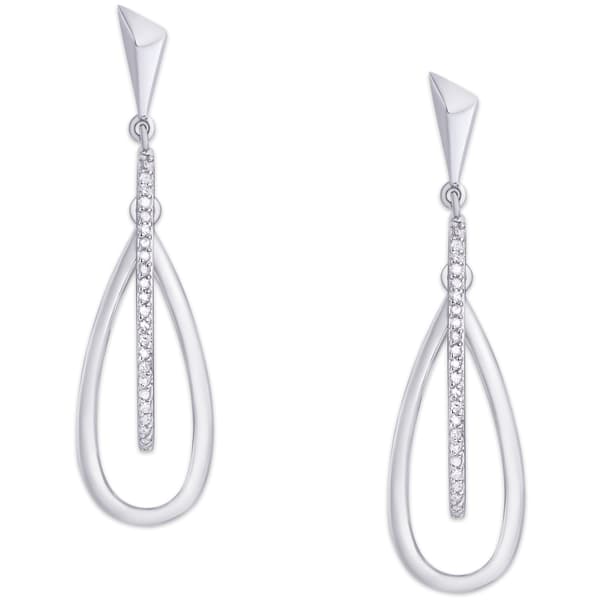 Gianni Argento Sterling Silver Diamond Teardrop Earrings - image 