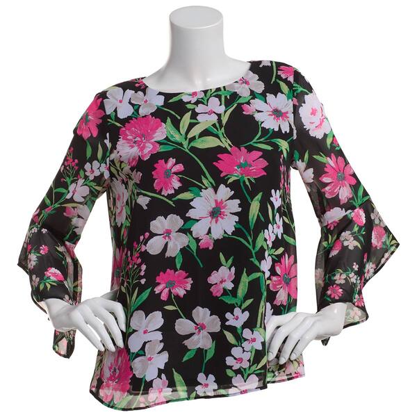 Womens Kasper 3/4 Sleeve Floral Blouse - image 