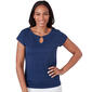 Womens Hearts of Palm Always Be My Navy Solid Ring Slub Tee - image 1