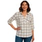 Petite Emily Daniels 3/4 Roll Tab Sleeve Plaid Pocket Blouse - image 1