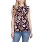 Petite NY Collection Ruffle Trim Collar Brown Floral Blouse - image 1