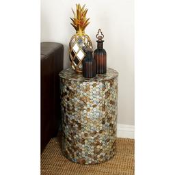 9th & Pike® Large Multi Mussel Shells And Wood Accent Table