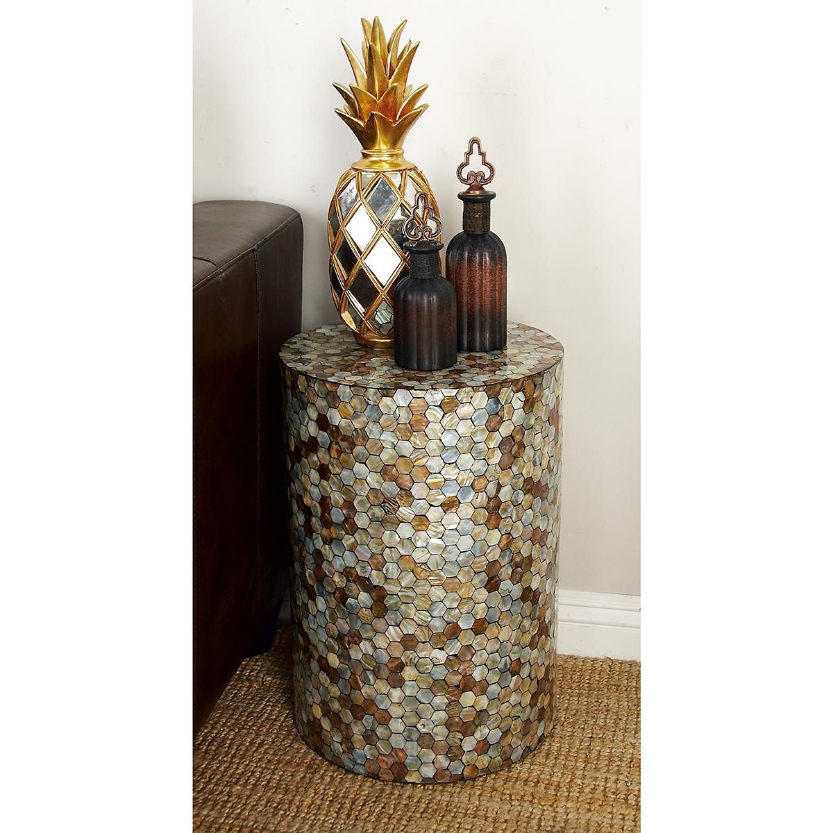 9th & Pike® Large Multi Mussel Shells And Wood Accent Table