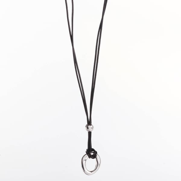 Design Collection Silver-Tone Oval Corded Pendant Necklace - image 