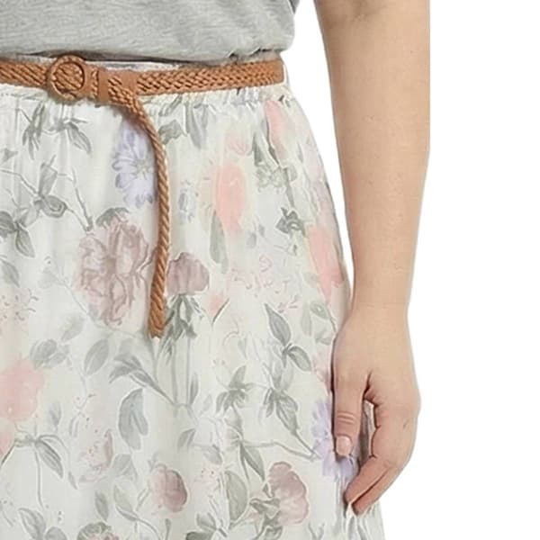 Plus Size NY Collection Floral Chiffon Belted Waist Maxi Skirt