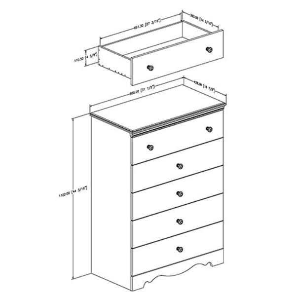 South Shore Crystal 5-Drawer Chest - White