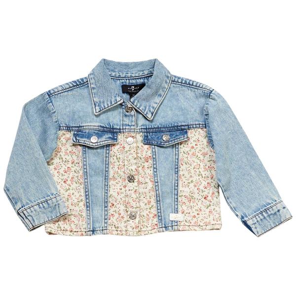 Toddler Girl 7 For All Mankind(R) Floral Patterned Denim Jacket - image 