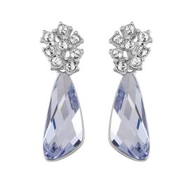 Crystal Colors Silver Plated Lavender Crystal Comet Drop Earrings
