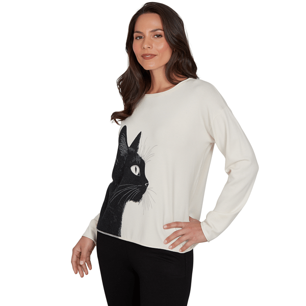 Petite Skye''s the Limit Wild Romance Long Sleeve Cat Sweater