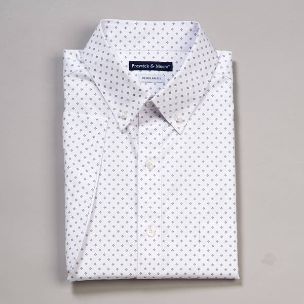 Mens Preswick & Moore(R) Regular Fit Short Sleeve Dot Dress Shirt - image 