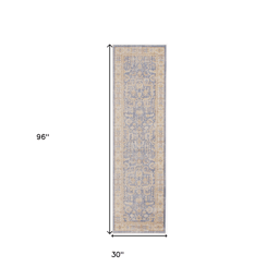 HomeRoots Grey Yellow & Lavender Floral Runner Rug