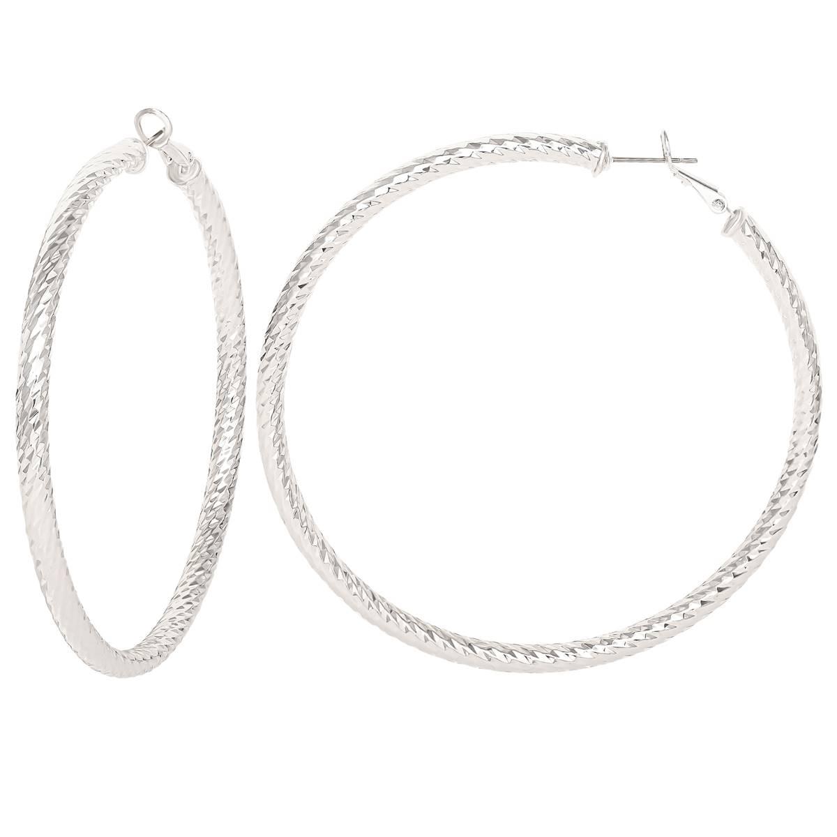 Jessica Simpson Imitation Silver Plated Twisted Hoop...