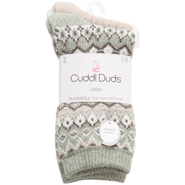Womens Cuddl Duds(R) 2Pk Fairisle/Twist Rib Crew Sock - image 